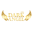 Dark Angel Co mental health clothing line angel wings and logo gold on white background